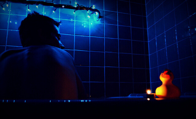 241/365 - Blue Lights & Bathtubs Not much to say here....I was feeling a bit strange and somehow the night ended up with this! There is something about being in a small room with just blue lights... an interesting feeling! Feeling rather moody.