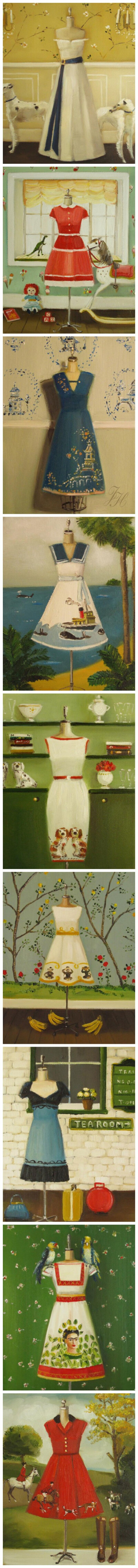Janet Hill作品· 女生的裙子。复古和森系，小清新和小华丽。太好看了。
