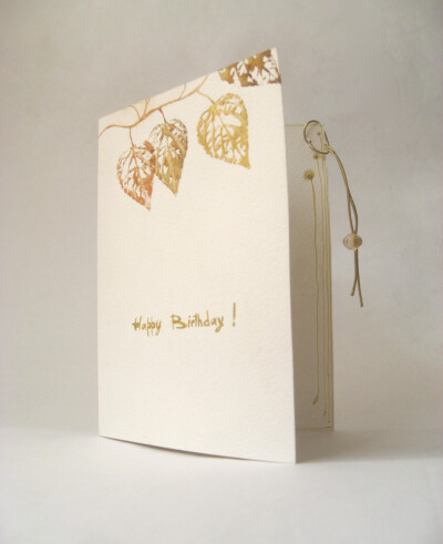 Leaf printing birthday card 01