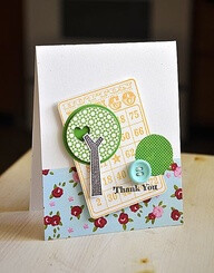 Thank You Card by Maile Belles using Jillibean Soup&#39;s Grandma&#39;s Lima Bean Soup Patterned Paper, Cool Beans, and Unity/Jillibean Soup&#39;s Stamps (Country Pumpkin Chowder, Button Bingo) (via t…