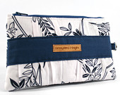 Gathered Clutch - Navy and White Floral - Made to Order