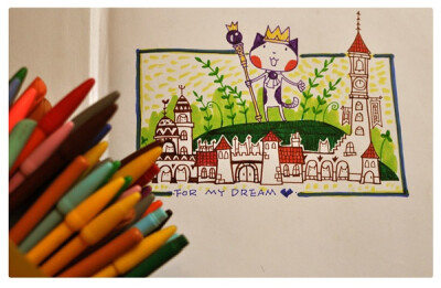 好美，水彩笔。