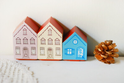 日本zakka 小房子图章印章组合 DIY