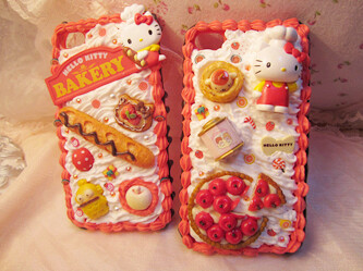 正版限量hello kitty 面包 苹果披萨 奶油iphone4/iphone4s/iphone5手机壳