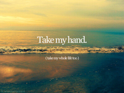 Take my hand. take my whole life too.