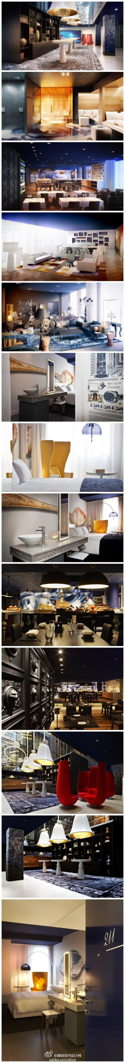 #DINZ酒店#阿姆斯特丹安达兹酒店-Andaz Amsterdam Prinsengracht hotel by Marcel Wanders。Marcel Wanders是一个伟大的设计师，最新惊人的项目恰好是在酒店领域，为企业的Andaz酒店阿姆斯特丹王子运河敞开大门的，…