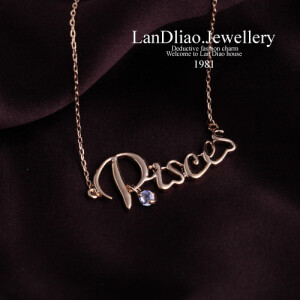 蓝调双鱼座星座 锁骨链 字母项链 韩国 女 短款 玫瑰金 镀K金饰品