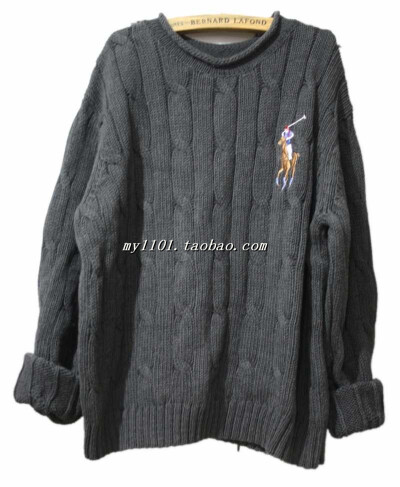 欧美 boyfirend风polo粗线麻花厚款套头毛衣 情侣款-衣服还不错的 忽略那个模特。。。