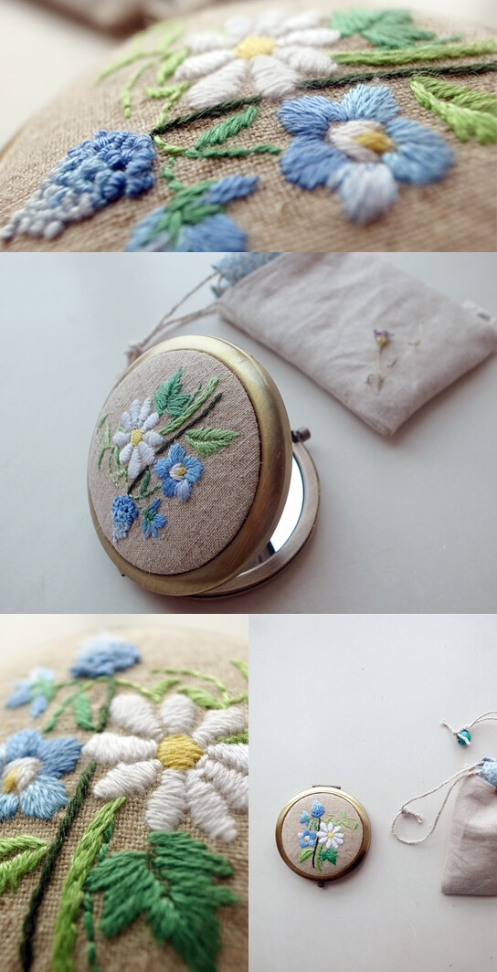 Blue flowers 刺绣化妆镜 http://shop33139526.taobao.com/