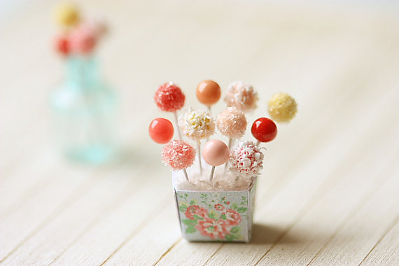 Dollhouse Miniature Food - Sweet Cake Pops in 1/12 Scale