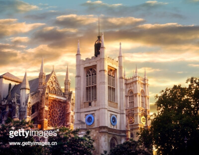 United Kingdom, England, London, Westminster Abbey at dusk