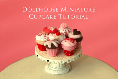 Tutorial - How to Make Valentine&#39;s Cupcakes - 1/12 scale dollhouse miniature