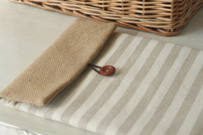 阿里手作：黄麻+条纹帆布 IPAD，IPAD2内胆包 简约 需定制