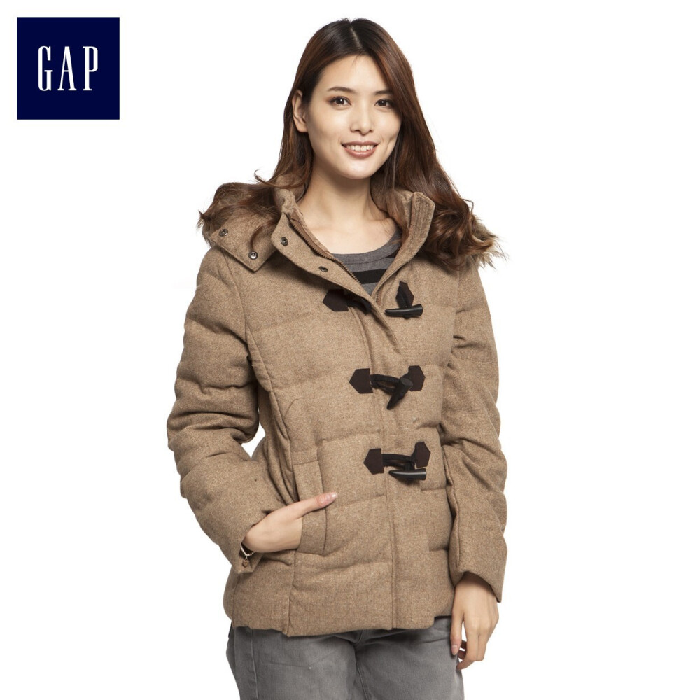 Gap品质羊毛混纺毛领羽绒外套|