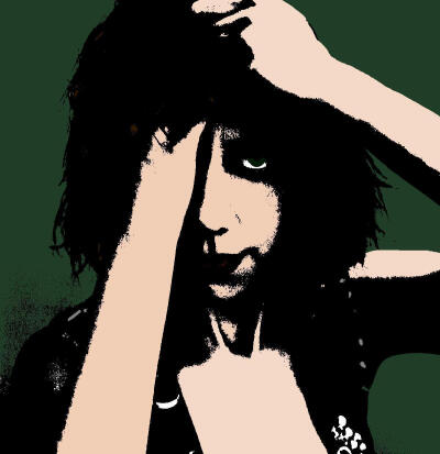 PJ Harvey in the Shadows Against a Green Background - pj-harvey Fan Art