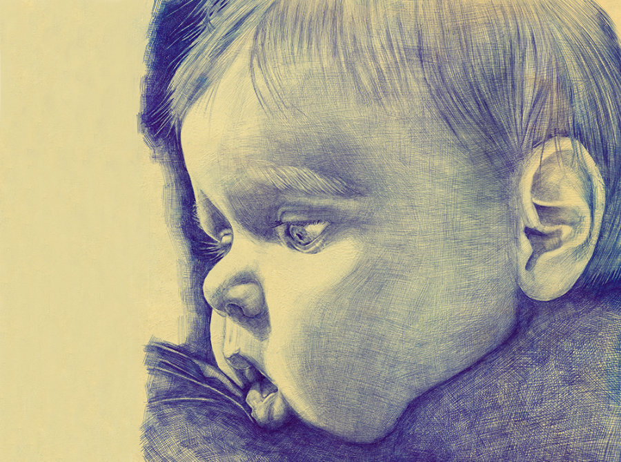 查看《小萌子（圆珠笔原创）》原图，原图尺寸：1000x744