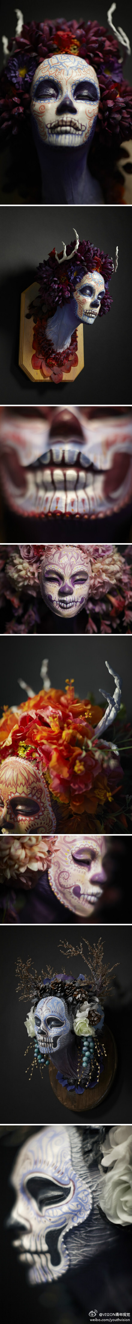 【VISION ART】Momma Muertita by Krisztianna. 春夏秋冬四季面孔，混合着泡沫、纸浆、泥土、干花、木屑、金属丝、麻绳……以及满满的爱。别害怕，这只是一张雕琢出来的面孔。