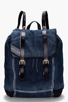 Diesel Indigo Denim Backpack水洗牛仔双肩包