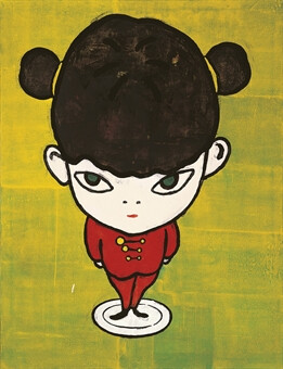 Lot Description YOSHITOMO NARA (Born in 1959) Chinese Girl on the Dish acrylic on cotton 130 x 100 cm. (51 x 39 1/4 in.) Painted in 1993 奈良美智 碟子上的中國娃娃 壓克力 棉布 <br />1993年作 <br />日本 東京 Gallery Humanite <br />現藏者購自上述畫廊 <br />日本 自1990年代 私人收藏