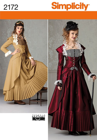 Womens Steampunk Plus Size Dress Costume Sewing Pattern, Victorian Coat, Skirt and Bustier, Simplicity 2172 Sizes 14, 16, 18, 20, 22 uncut