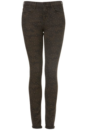 MOTO Camo Pinstud Skinny Jeans