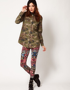 Image 4 of River Island Camo Embroidered Shirt