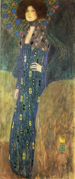 克里姆特一生未娶，这位女子名叫emile floge是画家的老相好。1902年，油画，181cm*84cm，维也纳市立历史博物馆藏。