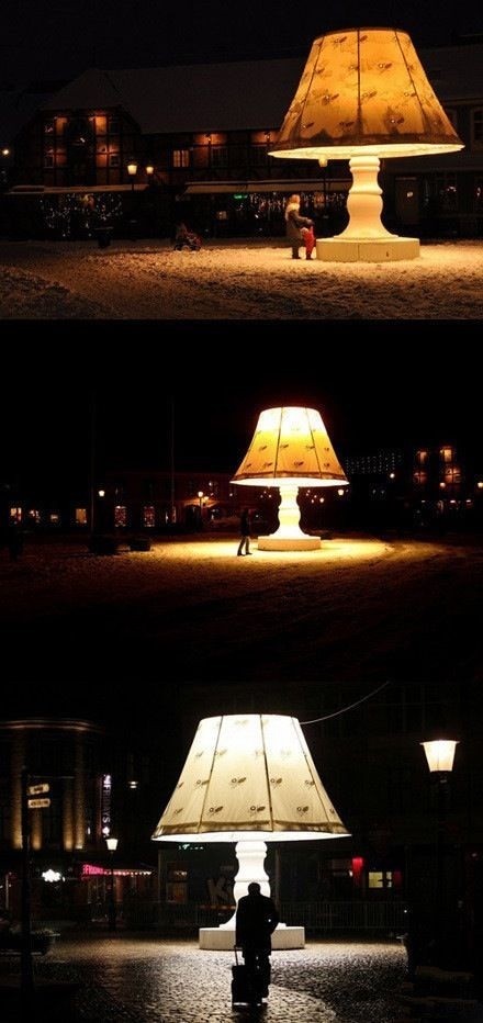 瑞典城市Malm，旅行者不会错过的一个景点是Lilla Torg广场上的巨型台灯