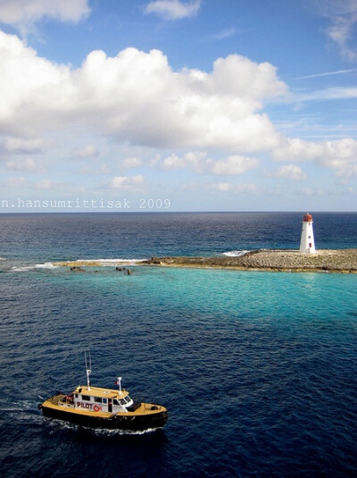 50. Paradise Island lighthouse, harbor of Nassau,