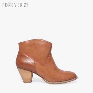 FOREVER21 仿皮高跟西部牛仔短靴