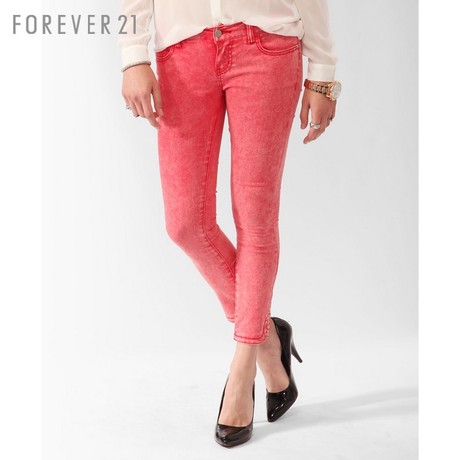 FOREVER21 低腰糖果色九分牛仔小脚裤