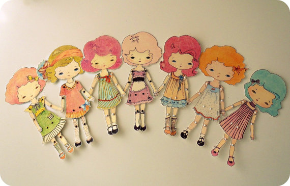 Paper Doll Print, Articulated Paper Doll, PDF Paper Doll - Raspberry