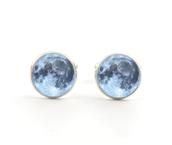 Mens Cufflinks - Full Moon - Accessories for Men - Silver Cufflinks - Fun Mens Jewelry - Gift Bag Included