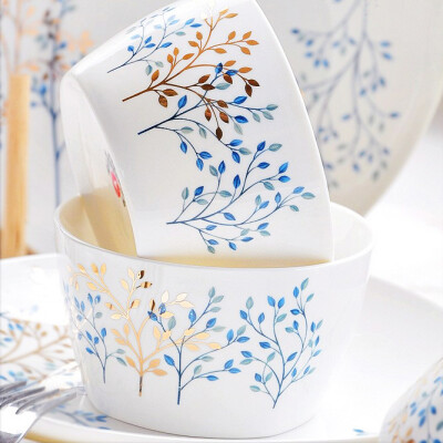 景德镇陶瓷器56头骨瓷餐具套装韩式新婚礼品碗盘