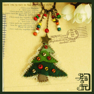 有爱的圣诞礼物 森系zakka小物-缤纷林珠果圣诞树手工项链