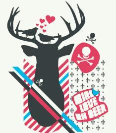 欧美风格个性T恤/情侣装-birds on deer