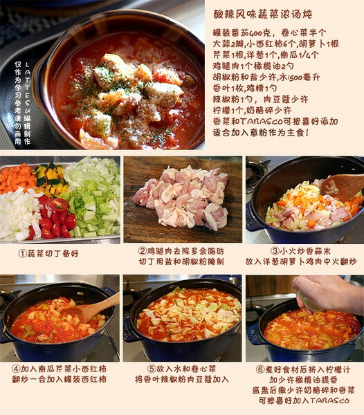 酸辣風(fēng)味蔬菜濃湯燉製作過程-來自Higuccini。本人拼圖翻譯製作