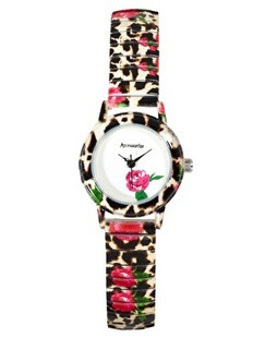 Accessorize 时尚个性豹纹花朵石英手表