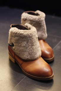复古毛口靴 秋冬季新款女式欧美范短靴