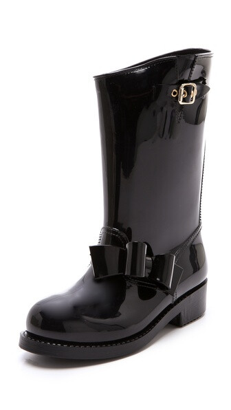 RED Valentino Bow Moto Rain Boots