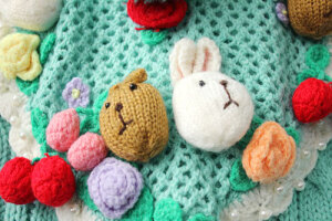 各种立体小花小兔纸。很精致的手工编织的毛衣，很值得入
