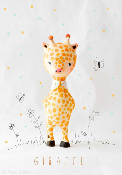 Giraffe Figurine Doll animal, ABC animals by Paola Zakimi