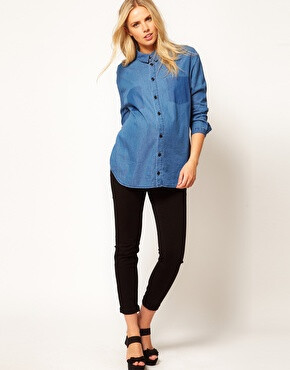 Image 4 of ASOS Maternity Boyfriend Shirt With Shadow Pocket