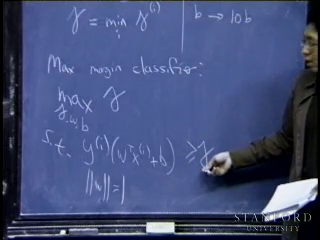 formal definition of max margin classifier