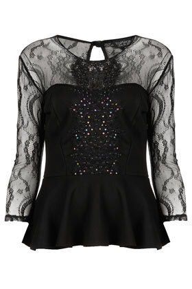 Lace Sequin Peplum Top