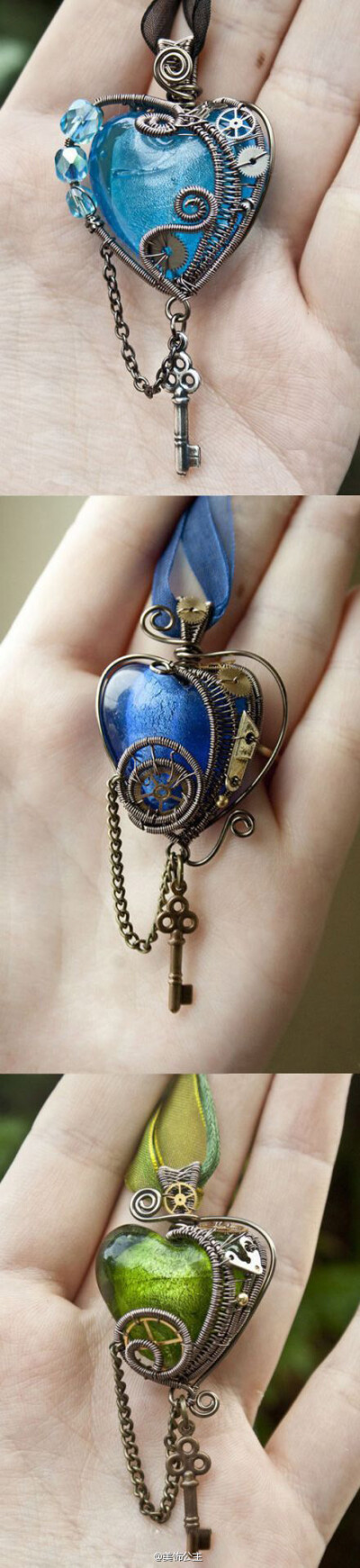 【古着范儿】简单的古风坠子！Steampunk heart with a key～