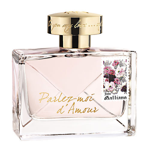 John Galliano Parlez-moi d&#39;Amour 约翰·加利亚诺爱语女士淡香水 EDT 30/50ml 【香调】柔美花香调 【前味】蓝莓、生姜、佛手柑 【中味】沙巴茉莉、薰衣草、土耳其玫瑰 【后味】麝香、印尼广藿香、白扁柏叶