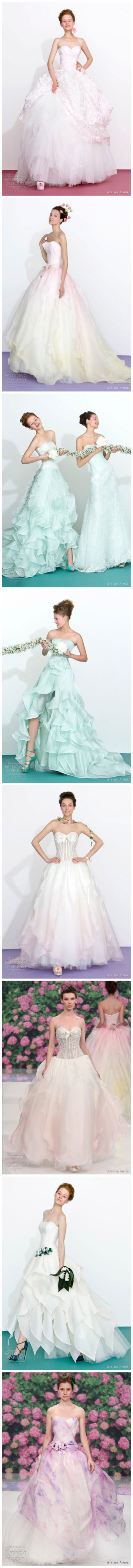 #Atelier Aimée# 向来以”甜美小甜心“设计风格为主的Atelier Aimée推出了2013年新款婚纱，清新自然，甜美依旧，各种浪漫色彩让你的婚礼更加柔情蜜意
