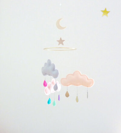 Rain Cloud Mobile Nursery Children Decor-Cloud mobile for nursery