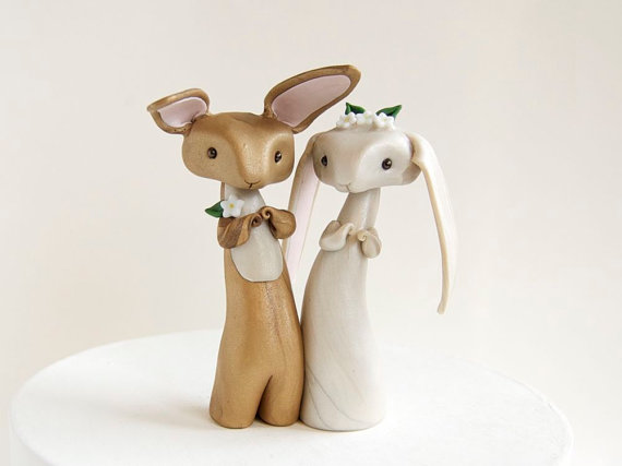 Bunny Rabbit Wedding Cake Topper by Bonjour Poupette